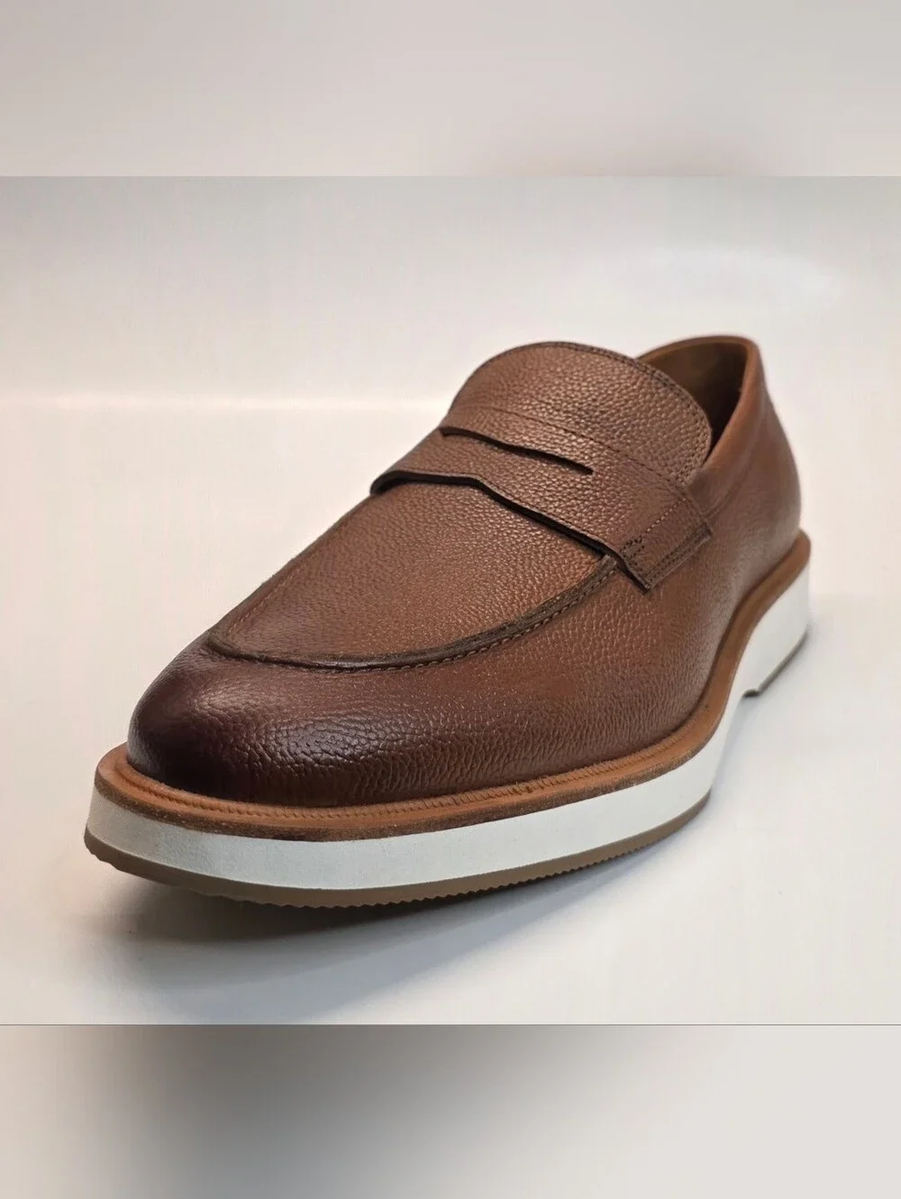 New Allen Edmonds Shoes Mens 10.5D Brown Benson Pebbled Leather Penny Loafer